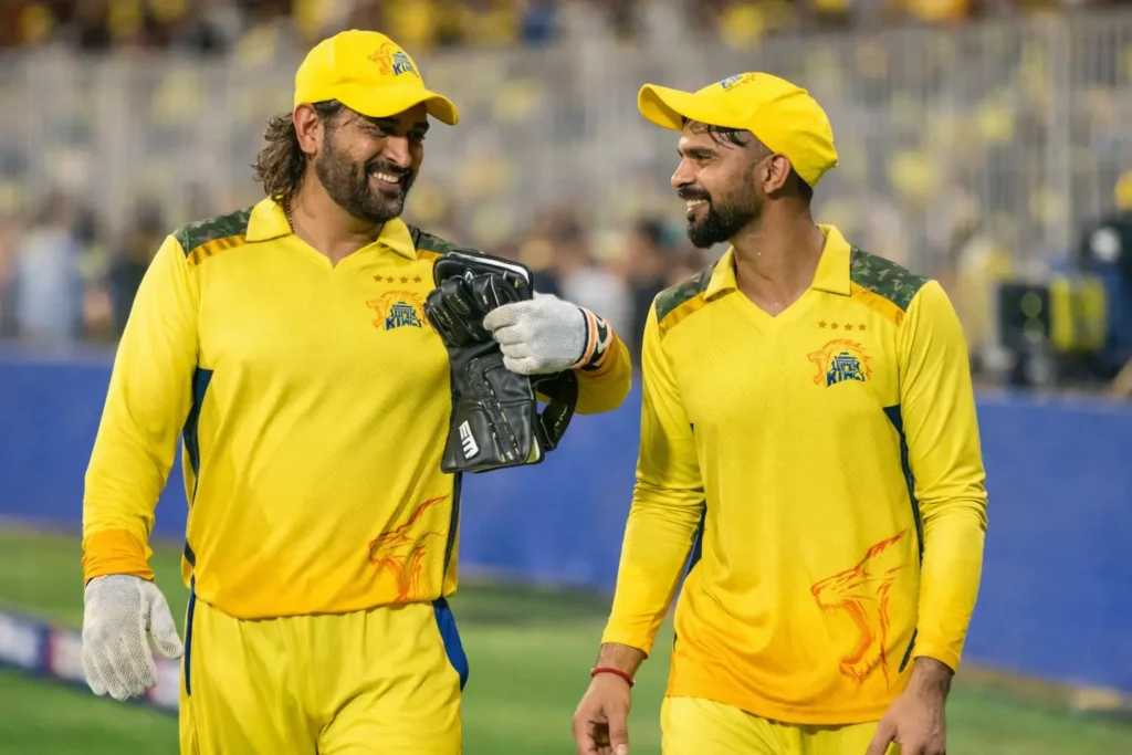 MS Dhoni IPL 2026 training session with Ruturaj Gaikwad
